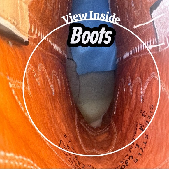 Y2K Miss Capezio NOS Womens 8M Western Boots Off White Leather Butterfly Inlay - Picture 9 of 10